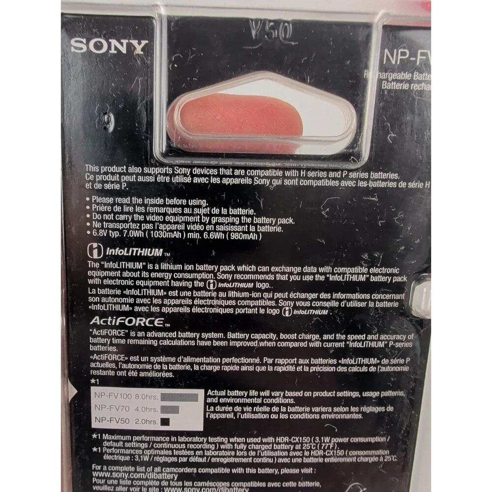Sony NP-FV50A Rechargeable Battery Pack for Handycam V Series Genuine